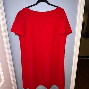 Lafayette 148 New York, Red Short Sleeve Sheath Dress, with Pockets, Size 16